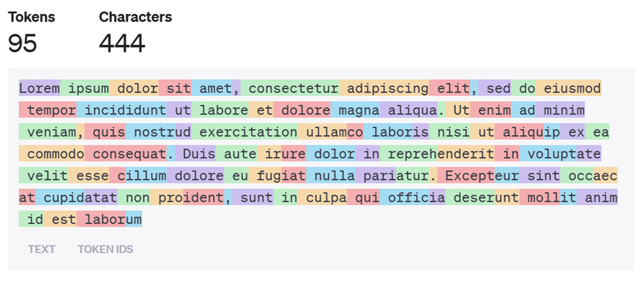 Token caracteres