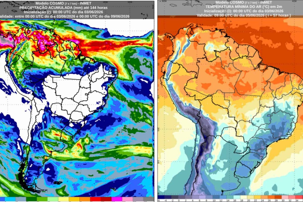 Inmet Previsao do tempo 4 a 8 de junho de 2026